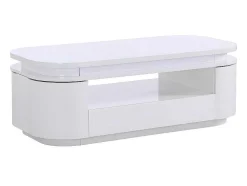 Salontafel Met 4 Kasten En 1 Lade - Leds - Mdf - Witgelakt - Vandana