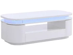 Salontafel Met 4 Kasten En 1 Lade - Leds - Mdf - Witgelakt - Vandana