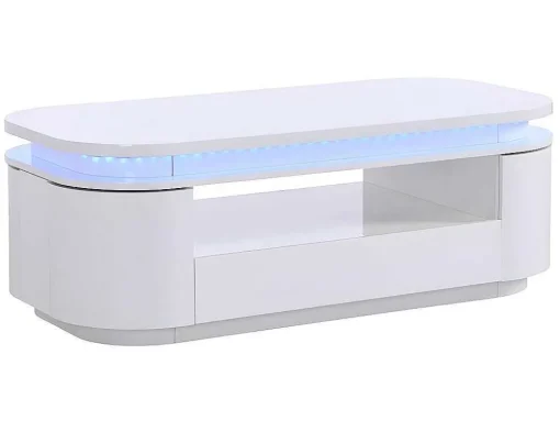 Salontafel Met 4 Kasten En 1 Lade - Leds - Mdf - Witgelakt - Vandana