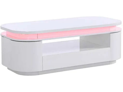 Salontafel Met 4 Kasten En 1 Lade - Leds - Mdf - Witgelakt - Vandana