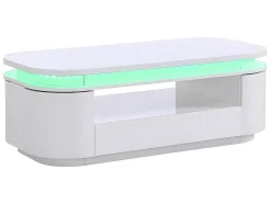 Salontafel Met 4 Kasten En 1 Lade - Leds - Mdf - Witgelakt - Vandana
