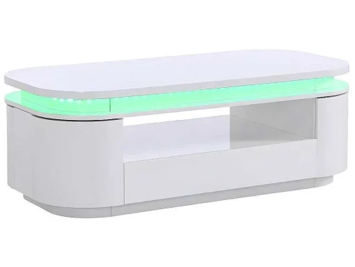 Salontafel Met 4 Kasten En 1 Lade - Leds - Mdf - Witgelakt - Vandana