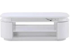 Salontafel Met 4 Kasten En 1 Lade - Leds - Mdf - Witgelakt - Vandana