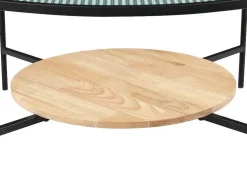 Salontafel Met 1 Plank - Glas, Heveahout En Metaal - Naturel En Zwart - Munita