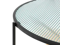 Salontafel Met 1 Plank - Glas, Heveahout En Metaal - Naturel En Zwart - Munita