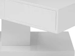 Salontafel Met Draaibaar Tafelblad, 2 Lades En 2 Nissen - Mdf - Wit Gelakt - Ilya