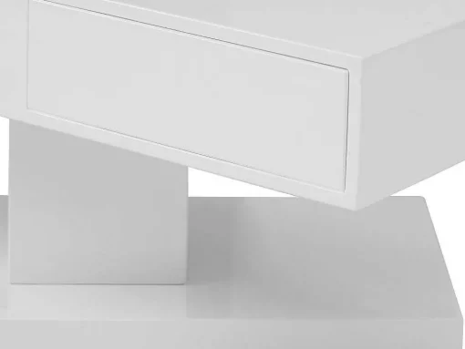 Salontafel Met Draaibaar Tafelblad, 2 Lades En 2 Nissen - Mdf - Wit Gelakt - Ilya