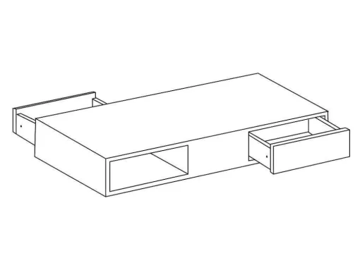 Salontafel Met Draaibaar Tafelblad, 2 Lades En 2 Nissen - Mdf - Wit Gelakt - Ilya