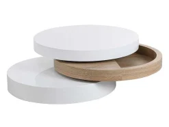 Salontafel Met Draaiblad Janita - Mdf - Eik En Wit