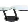 Salontafel Met Draaiblad Joline - Gehard Transparant Glas & Zwart Gechromeerde Poten