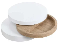 Salontafel Met Draaiblad Janita - Mdf - Eik En Wit