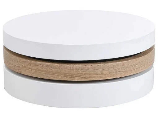Salontafel Met Draaiblad Janita - Mdf - Eik En Wit