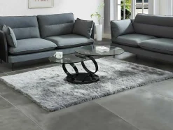 Salontafel Met Draaiblad Joline - Gehard Transparant Glas & Zwart Gechromeerde Poten