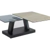 Salontafel Met Draaibladen - Keramiek, Gerookt Gehard Glas En Metaal - Zwart En Naturel - Oyrus Van Maison Cephy