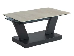 Salontafel Met Draaibladen - Keramiek, Gerookt Gehard Glas En Metaal - Zwart En Naturel - Oyrus Van Maison Cephy