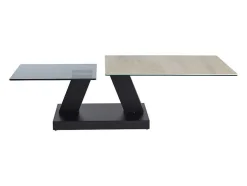 Salontafel Met Draaibladen - Keramiek, Gerookt Gehard Glas En Metaal - Zwart En Naturel - Oyrus Van Maison Cephy