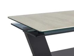Salontafel Met Draaibladen - Keramiek, Gerookt Gehard Glas En Metaal - Zwart En Naturel - Oyrus Van Maison Cephy