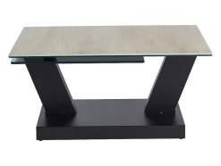 Salontafel Met Draaibladen - Keramiek, Gerookt Gehard Glas En Metaal - Zwart En Naturel - Oyrus Van Maison Cephy