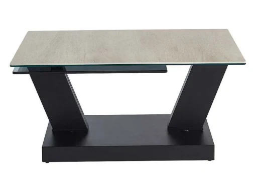 Salontafel Met Draaibladen - Keramiek, Gerookt Gehard Glas En Metaal - Zwart En Naturel - Oyrus Van Maison Cephy