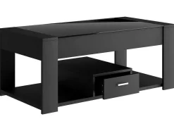 Salontafel Met Een Lade - Glazen Blad - Zwart