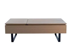 Salontafel Met Verstelbaar Blad En 1 Lade Van Mdf En Metaal - Donker Natuurlijk - Dalaho