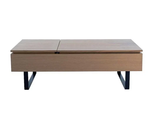 Salontafel Met Verstelbaar Blad En 1 Lade Van Mdf En Metaal - Donker Natuurlijk - Dalaho