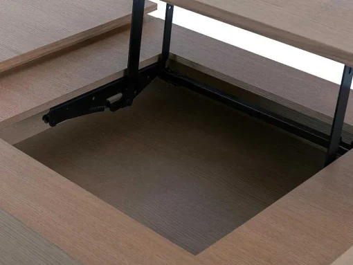 Salontafel Met Verstelbaar Blad En 1 Lade Van Mdf En Metaal - Donker Natuurlijk - Dalaho