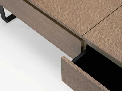 Salontafel Met Verstelbaar Blad En 1 Lade Van Mdf En Metaal - Donker Natuurlijk - Dalaho
