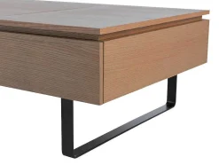 Salontafel Met Verstelbaar Blad En 1 Lade Van Mdf En Metaal - Donker Natuurlijk - Dalaho