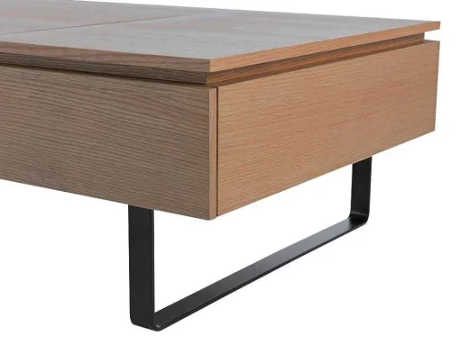 Salontafel Met Verstelbaar Blad En 1 Lade Van Mdf En Metaal - Donker Natuurlijk - Dalaho