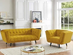 Samantha Ii Fluwelen Fauteuil - Oker