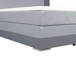 Samenstelling Boxspring Hoofdbord Met Leds + Lattenbodems + Matras + Dekmatras Asti Van Ysmee - 160 X 200 Cm - Antraciet En Lichtgrijs