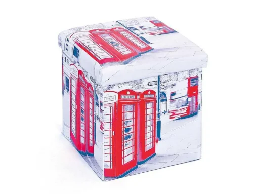 Sanne Opbergdozen Voetenbank Met Deksel, Beige, Rood, Zwart, Wit.