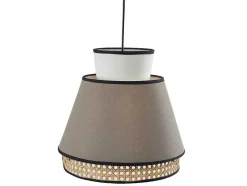 Scandinavische Rieten Hanglamp - Naturel En Warmgrijs - D35 X H120 Cm - Klaus