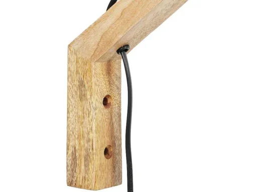 Scandinavische Wandlamp - Mangohout En Stof - D21 X H36 Cm - Licht Naturel En Beige - Paliana