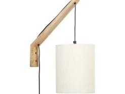 Scandinavische Wandlamp - Mangohout En Stof - D21 X H36 Cm - Licht Naturel En Beige - Paliana