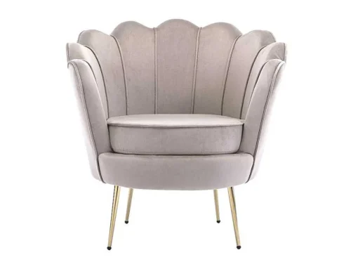 Schelpvormige Fauteuil Van Taupegrijs Velours Dandelion - Van Pascal Morabito