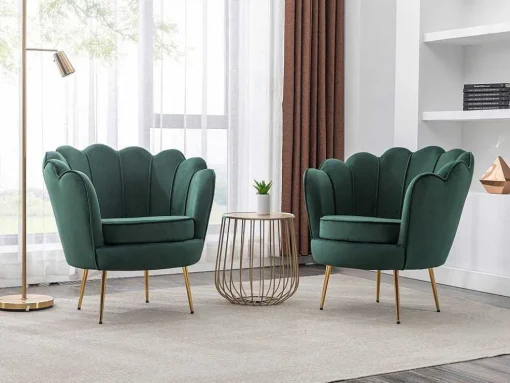 Schelpvormige Fauteuil Van Spargroen Velours Dandelion - Van Pascal Morabito