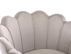 Schelpvormige Fauteuil Van Taupegrijs Velours Dandelion - Van Pascal Morabito