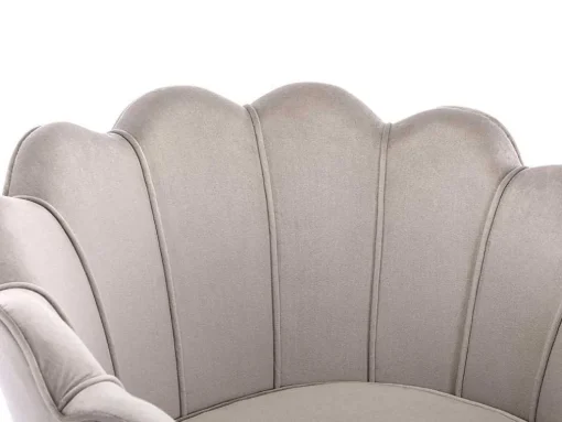 Schelpvormige Fauteuil Van Taupegrijs Velours Dandelion - Van Pascal Morabito