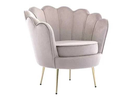 Schelpvormige Fauteuil Van Taupegrijs Velours Dandelion - Van Pascal Morabito