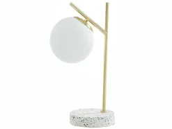 Schemerlamp Met Vintage-Stijl Lullaby - Sokkel Van Terrazzo - 23 X 15 X 38 Cm - Goudkleurig