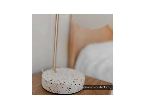 Schemerlamp Met Vintage-Stijl Lullaby - Sokkel Van Terrazzo - 23 X 15 X 38 Cm - Goudkleurig