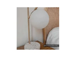 Schemerlamp Met Vintage-Stijl Lullaby - Sokkel Van Terrazzo - 23 X 15 X 38 Cm - Goudkleurig