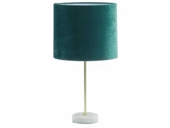 Schemerlamp Van Fluweel Met Charmante Stijl Aegon - Sokkel Van Marmer - 25 X 25 X 43 Cm - Groen