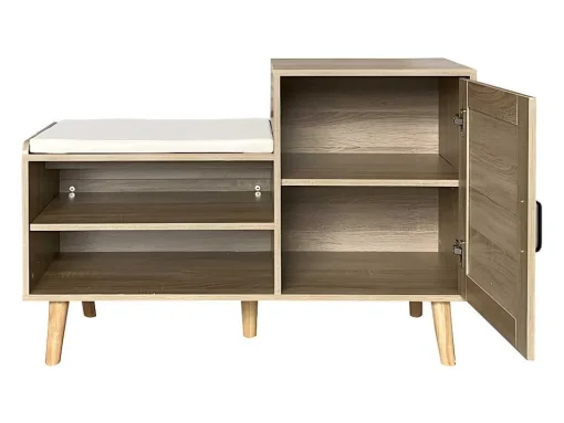 Schoenenkast - Met Bankje En Vakken - Licht Naturel
