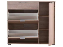 Schoenenkast Arietta - 2 Vlakken, 1 Deur En 1 Lade - Kleur: Wit & Beton