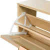 Schoenenkast In Hout En Rotan - 4 Klepdeuren - Naturel