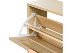 Schoenenkast In Hout En Rotan - 4 Klepdeuren - Naturel