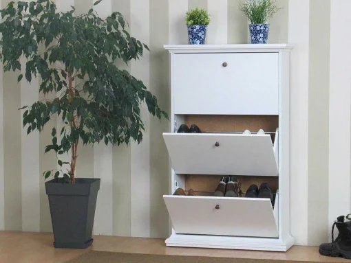 Schoenenkast Wit Venetie Met 3 Kleppen.